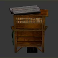 Chicken Coop Featuring Wooden Frame Corrugated Metal Roof Green Cloth And Side Door