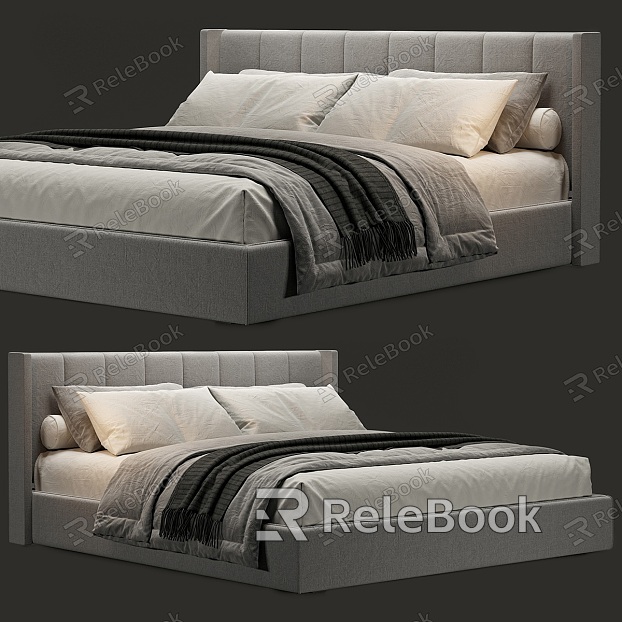 Gray fabric double bed model