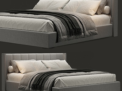 Gray fabric double bed model