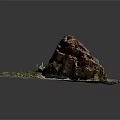 Natural Stone Rock Formation With Rough Surface Green Grass And Soil In Natural Setting