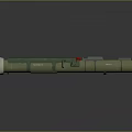 Green 3D Model Military Missile Weapon With Tubular Structure And Red Labeled Parts