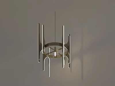 Modern Metal Chandelier With Geometric Shape And LED Light Strips Sleek Design 3d model