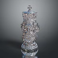Ornate Silver Decorative Sculpture With Intricate Carvings Cross On Top And Reflective Base