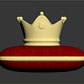 Luxurious Golden Crown Jewelry On Red Velvet Base With Gold Trim And Royal Design