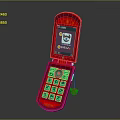 Red Flip Phone With Green Keypad And 100% Battery Indicator Cartoon Icon Screen
