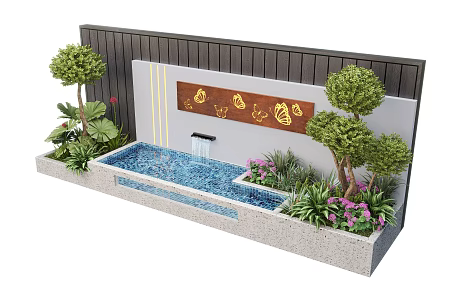 modern waterscape wall 3d model