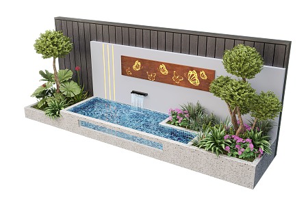 modern waterscape wall 3d model