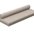 Light Gray Long Fabric Cushion With Rolled Pillow Accent Design 3d model
