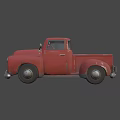 Red Vintage Classic Truck With Single Cab And Retro Front Grille Design