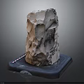Natural Stone Decorative Display With Rough Texture And Blue Base Stand Design 3d model
