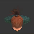 Realistic Character Bust With Red Hair Blue Framed Glasses And Green Turtleneck Sweater