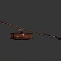 Red Violin And Bow As Daily Living Items On Gray Background