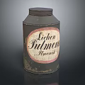 Vintage Medical Device Metal Canister Displaying Lichen Pulmon Fructus Label For Storage