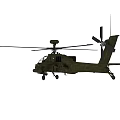 Military Armed Helicopter in Olive Green with Rotor and Weapon Systems