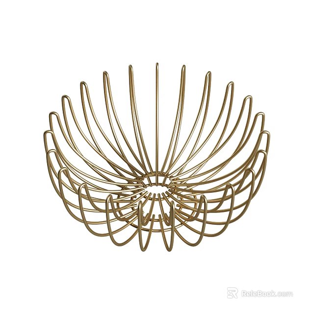 Gold Metal Wire Design Kitchen Utensil Storage Basket For Tabletop Organization 3d model 