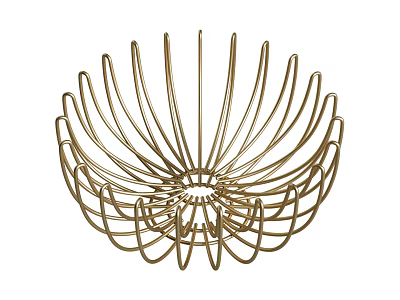 Gold Metal Wire Design Kitchen Utensil Storage Basket For Tabletop Organization 3d model