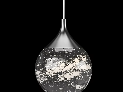 Modern Pendant Light With Spherical Speckled Glass Shade And Silver Finish 3d model