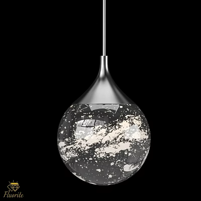 Modern Pendant Light With Spherical Speckled Glass Shade And Silver Finish 3d model