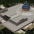 Ancient Chinese Architecture Featuring Multi Tiered Dome And Traditional Courtyard Layout 3d model