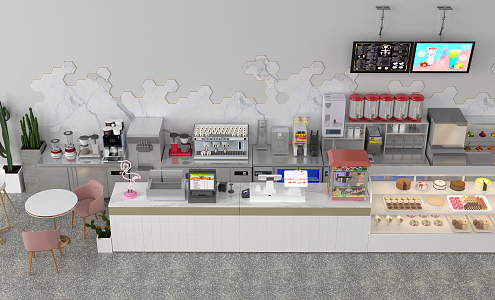 Modern Milk Tea Shop Equipment Dessert Shop Milk Tea Shop Equipment 3d model