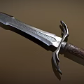 Ancient Handcrafted Sword With Intricate Engraved Blade And Decorated Hilt