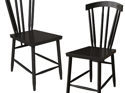 Black Wooden Dining Chairs With Simple Design For Modern Home Use 3d model