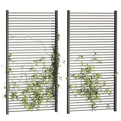 Green Climbing Vines With Fresh Leaves On Black Louvered Grille Panels 3d model Green Climbing Vines With Fresh Leaves On Black Louvered Grille Panels 3d model