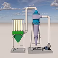 Industrial Equipment System With Cone Shaped Separator Filter Elements And Connecting Pipes