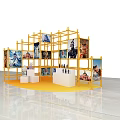 Instagrammable Photo Taking Spot With Yellow Scaffolding Structure Posters And Display Counters