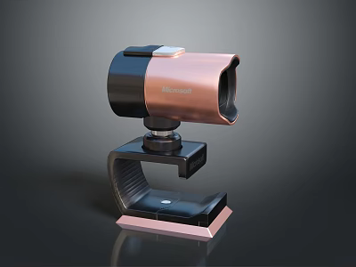 BlueStacks HD Webcam with Modern Black and Rose Gold Design Adjustable Stand for Computer 3d model