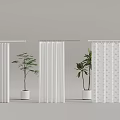 Different Window Curtain Designs Featuring Potted Plants And Patterned Fabrics 3d model