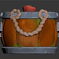 Orange Decorative Barrel With Silver Rim Red Top Skull Design And Pink Rope
