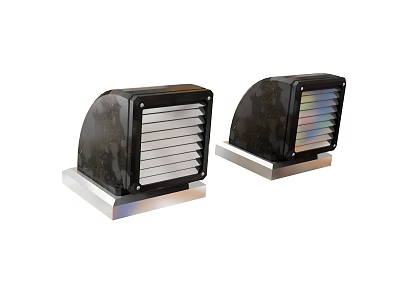 Modern Black Metal Air Conditioner Air Outlet With Grille Design And Base Stand 3d model
