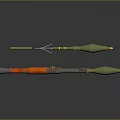 Military Rocket Launcher Weapon With Orange Barrel Green Projectiles And Metal Structure