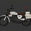 White Police Motorcycle With Red Emergency Lights Brown Leather Seat And White Side Storage Boxes