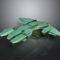 Futuristic Green Sci Fi Aerial Vehicle 3D Model With Sharp Edges And Sleek Aerodynamic Design 3d model