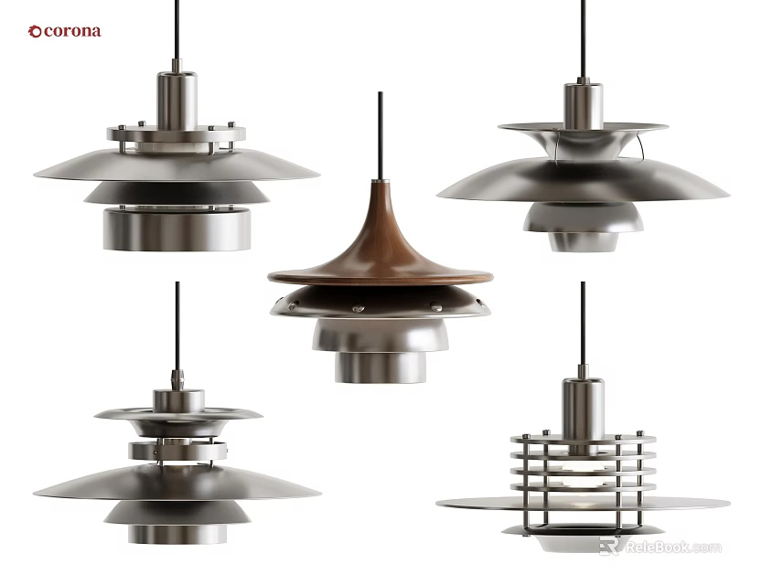 Modern Metallic Chandeliers With Various Unique Styles And Brown Silver Designs 3d model 
