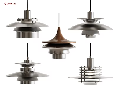 Modern Metallic Chandeliers With Various Unique Styles And Brown Silver Designs 3d model
