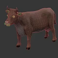 Realistic Brown And White Cow Figurine Standing On Gray Surface