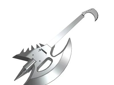 Unique Intricate Metal Battle Weapon With Sharp Blade And Spiked Design 3d model