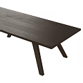 Minimalist Dark Wood Dining Table With Long Rectangular Top And Tapered Legs Design 3d model