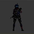 Colorful Armored Sci Fi Character With Creature Inspired Armor Holding Rifle