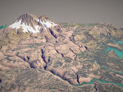 mountain terrain snow mountain plateau canyon mountain river mountain model