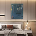 Modern Bedroom Interior Design With Bed Area Rug Built In Cabinets Desk And Artwork