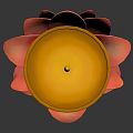 Decorative Lotus Shaped Candle With Pink Petals Golden Rim And Burning Yellow Flame