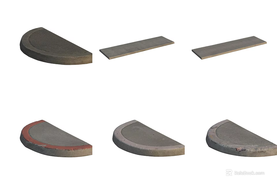 Decorative Floor Tiles In Semicircular And Rectangular Shapes For Home Interior Design 3d model