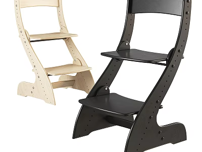 Modern Light Wood And Black Leisure Chair With Ladder Style Step Design Structure 3d model