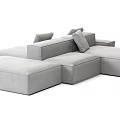 Modern Light Gray Sectional Sofa With Multiple Cushions And Modular Design 3d model