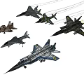 Variety Of Fighter Jets In Different Styles 3d model
