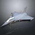 Gray Jet Fighter Model with Transparent Cockpit Red Wing Emblems Landing Gear Down Dark Background